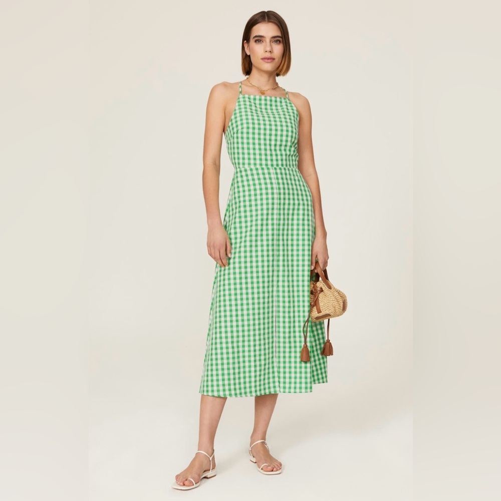 Louna Green Gingham Midi Dress